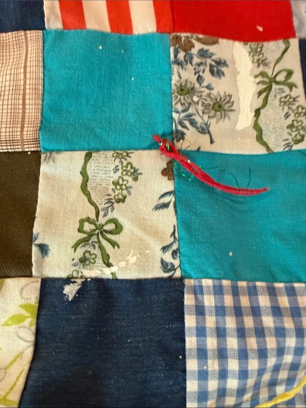 Vintage Handmade Multicolor Patchwork Quilt - no padding